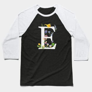 botanical monogram alphabet E wildflowers Baseball T-Shirt